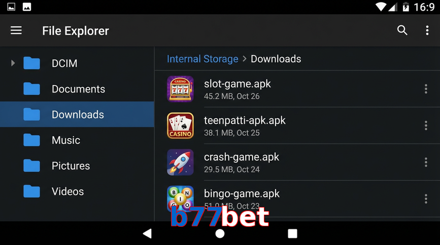 Main screen of B77bet gameapk page for PK players