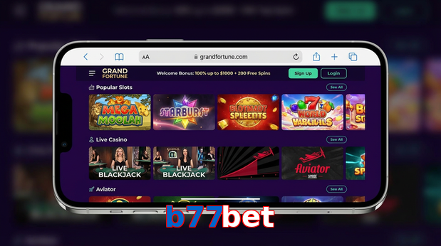 Main screen of B77bet ios page for PK players